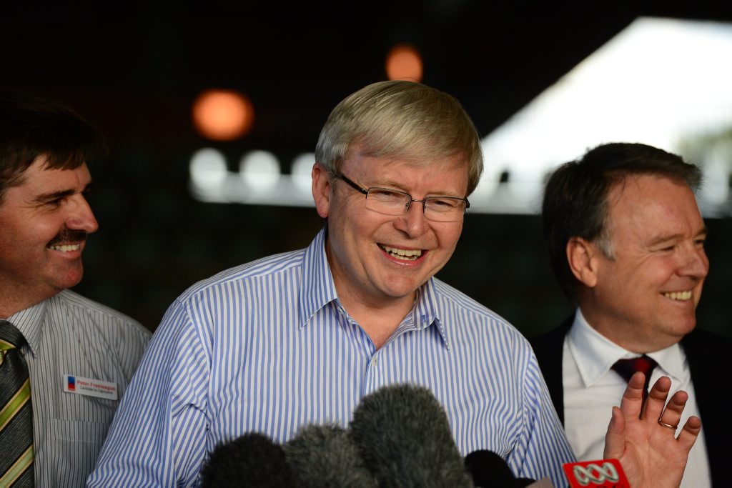 Kevin Rudd on the campaign trail. Kevin Rudd on the campaign trail.
