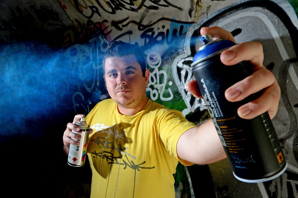 Graffiti artist Mike Huggett wants more graffiti wall. Graffiti artist Mike Huggett wants more graffiti wall.