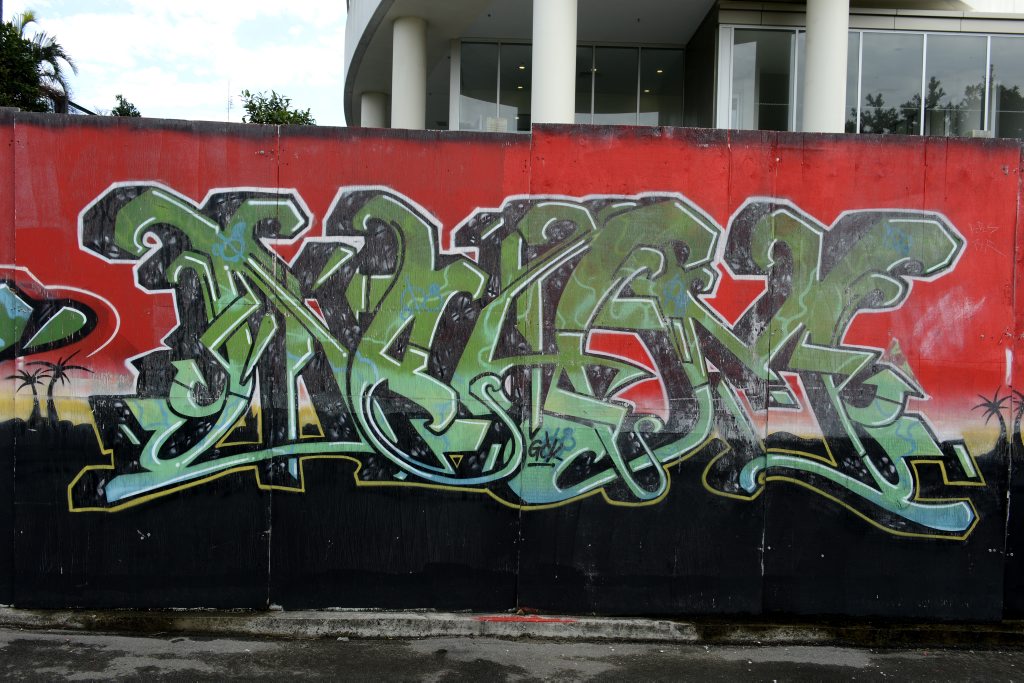 An example of graffiti around the Tweed is this wall in Bay St, Tweed Heads. An example of graffiti around the Tweed is this wall in Bay St, Tweed Heads.