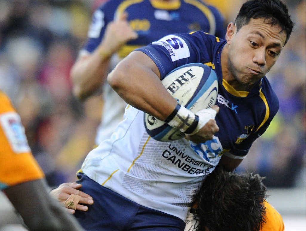 Brumbies centre Christian Lealiifano tears into the Cheetahs defence at Canberra Stadium yesterday. Brumbies centre Christian Lealiifano tears into the Cheetahs defence at Canberra Stadium yesterday.