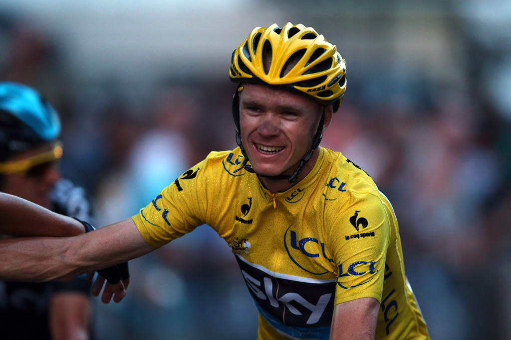 Winner of the 2013 Tour de France, Chris Froome of Great Britain and SKY Procycling celebrates after finishing the twenty first and final stage of the 2013 Tour de France Winner of the 2013 Tour de France, Chris Froome of Great Britain and SKY Procycling celebrates after finishing the twenty first and final stage of the 2013 Tour de France