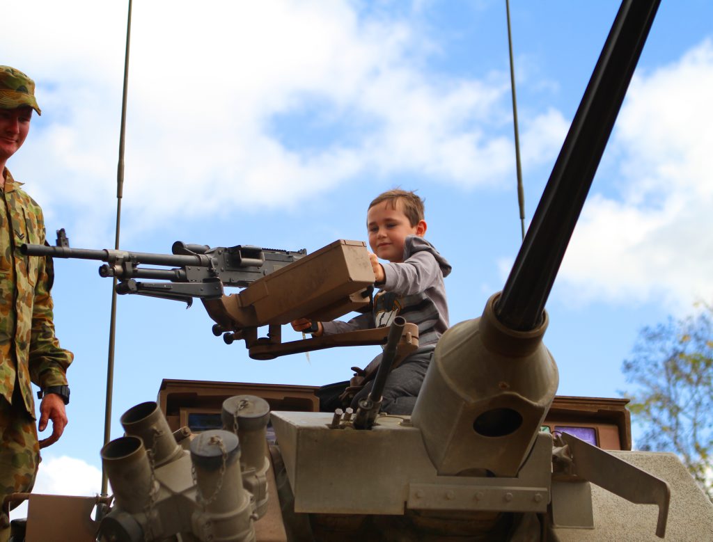 Tucker Boulton having fun at the Talisman Saber open day. Photo Allan Reinikka / The Morning Bulletin