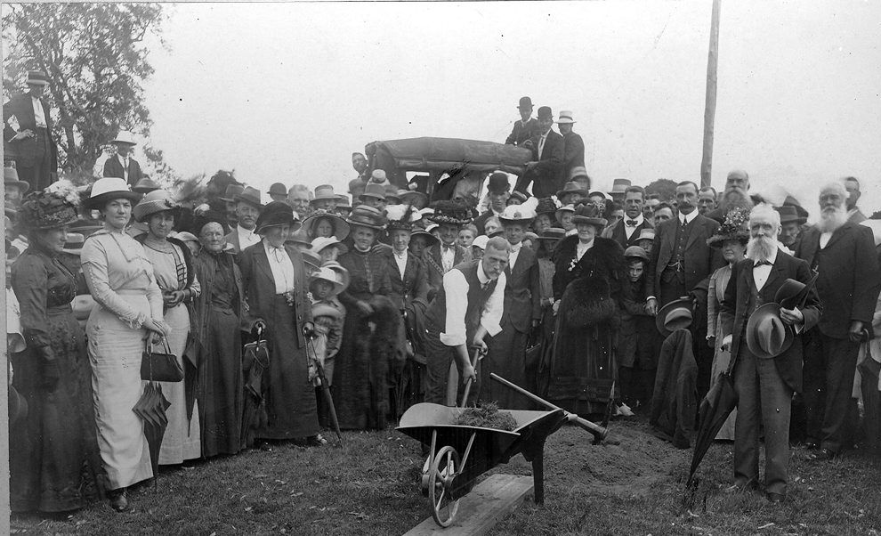 The turning of the first sod for new extension line to Urangan by then-Premier Digby F. Denham. The turning of the first sod for new extension line to Urangan by then-Premier Digby F. Denham.