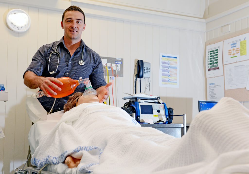 Pete Saunders beginning his medical prac at Murwillumbah Hospitals training facility. Pete Saunders beginning his medical prac at Murwillumbah Hospitals training facility.