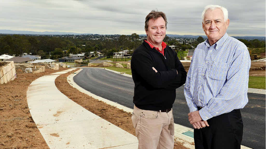 NEW OPTION: QA Developments director Justin Poole and Gorman Property director Dan Gorman check out the new housing development at Bundamba. NEW OPTION: QA Developments director Justin Poole and Gorman Property director Dan Gorman check out the new housing development at Bundamba.