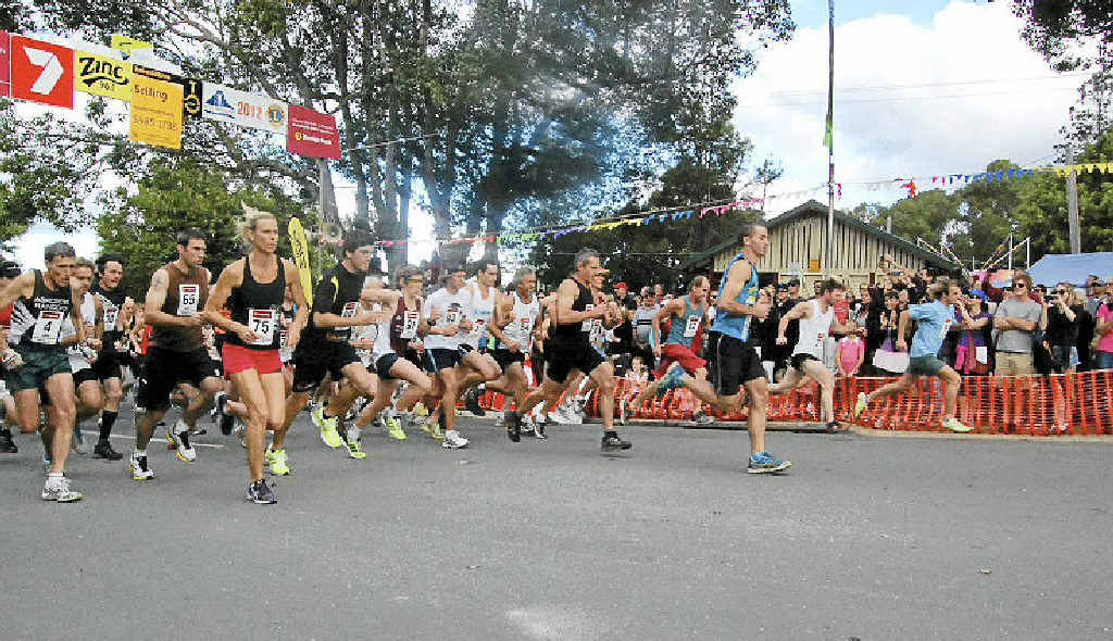The start of Pomona’s King of the Mountain race to Mt Cooroora and back. The start of Pomona’s King of the Mountain race to Mt Cooroora and back.