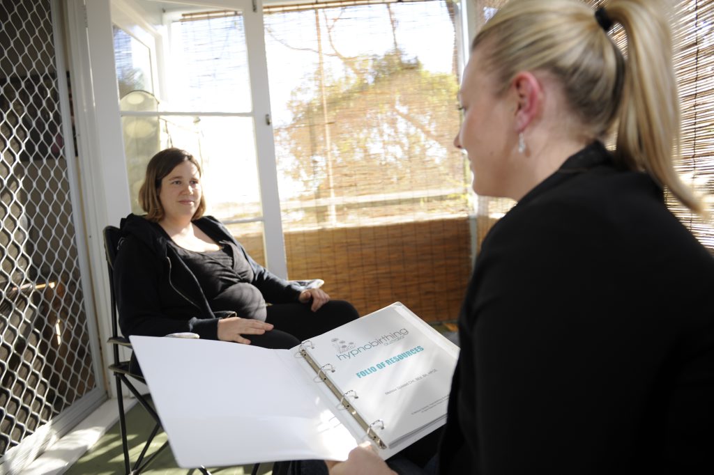 Pam Syposz (left) with hypnobirth practitioner Shari Lyon. Pam Syposz (left) with hypnobirth practitioner Shari Lyon.