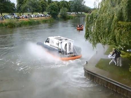 In the sequence, which was aired last week, Jeremy Clarkson, James May and Richard Hammond, drove a Ford Transit van, which had been customised as a hovercraft, on the River Avo In the sequence, which was aired last week, Jeremy Clarkson, James May and Richard Hammond, drove a Ford Transit van, which had been customised as a hovercraft, on the River Avo