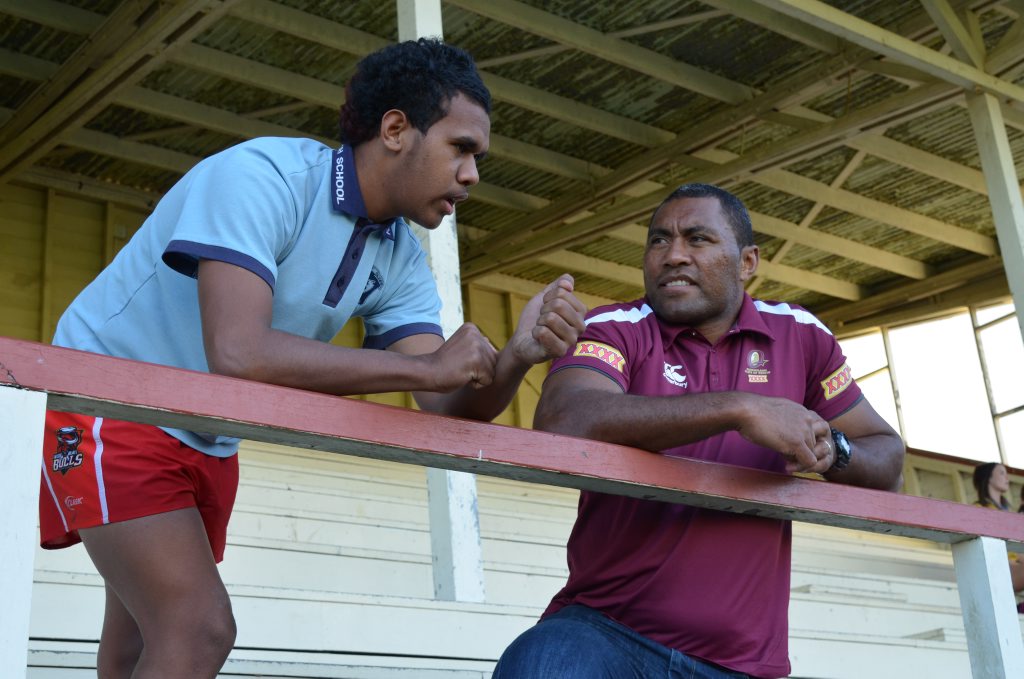 Barry Tapau-Fewquandie, 14, talks about his future with Petero Civoniceva. Barry Tapau-Fewquandie, 14, talks about his future with Petero Civoniceva.