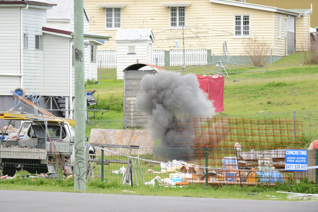 DRAMA: A number of explosives were detonated by the police bomb squad in Clay St, West Ipswich, last year. DRAMA: A number of explosives were detonated by the police bomb squad in Clay St, West Ipswich, last year.