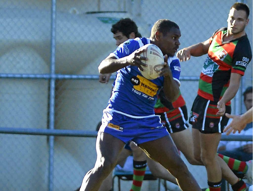 Valleys’ star Windsor Bowie in action against Tannum at Marley Brown Oval. Valleys’ star Windsor Bowie in action against Tannum at Marley Brown Oval.