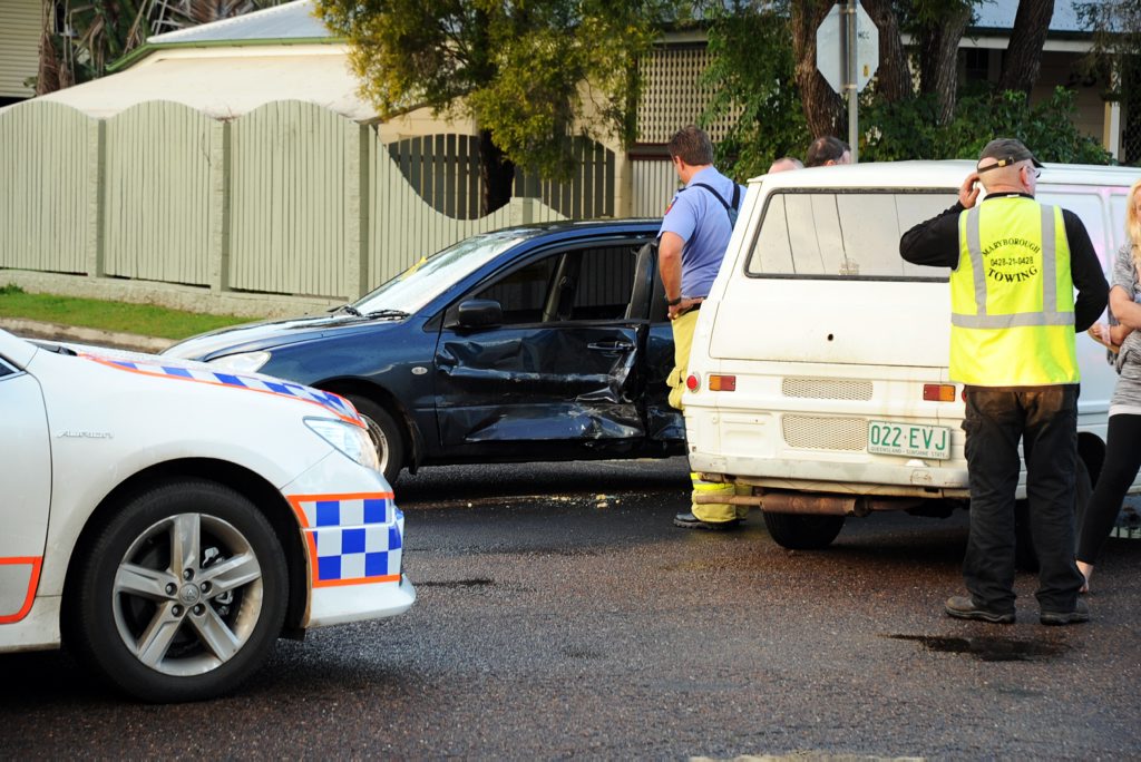 Police, fire and ambulance attended a two vehicle crash at the intersection of Albert St and Richmond Lane in Maryborough. Police, fire and ambulance attended a two vehicle crash at the intersection of Albert St and Richmond Lane in Maryborough.