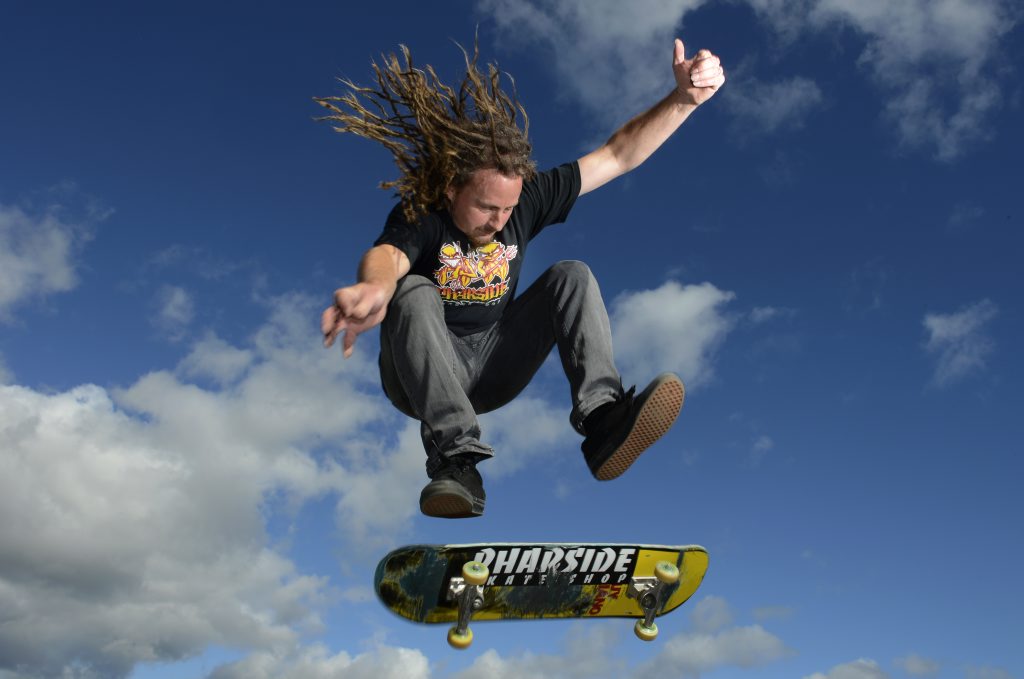 Image for sale: Tony Lawrence of Pharside skate shop at Knox Park Murwillumbah. Photo: John Gass / Daily News