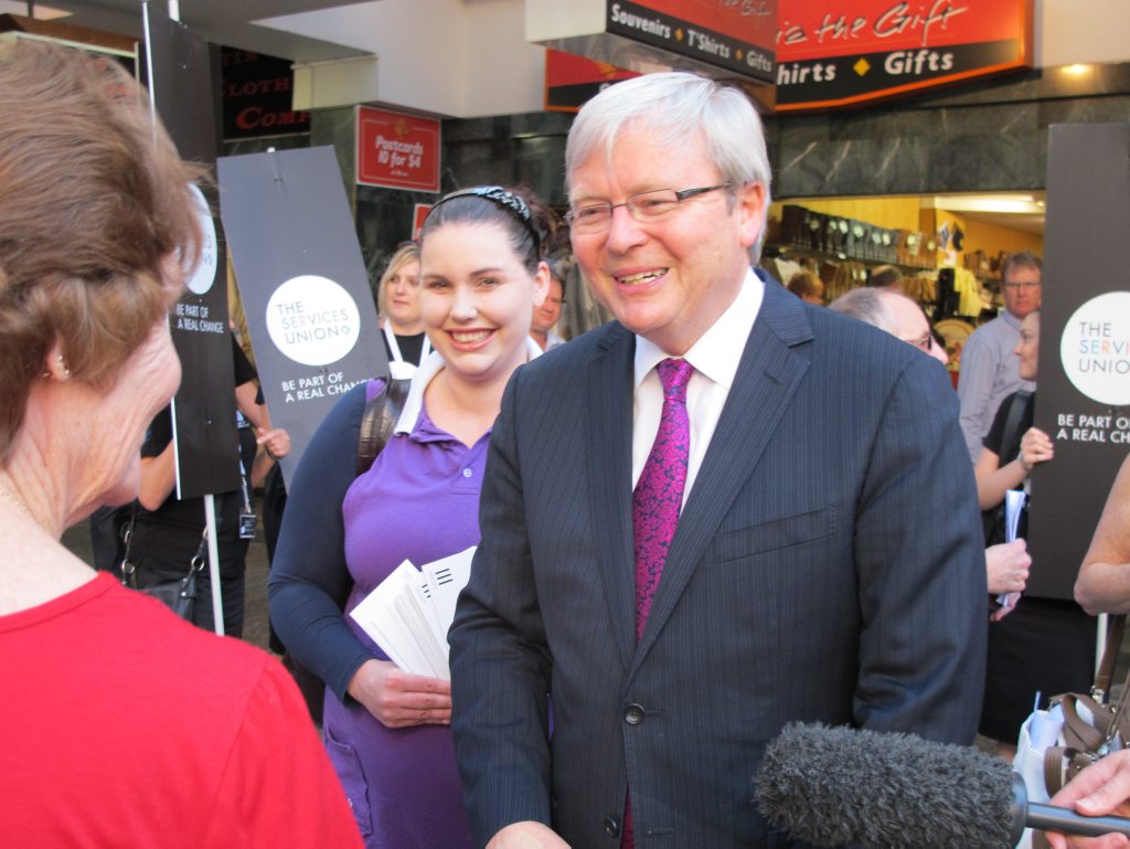 Kevin Rudd during the 2013 campaign. Kevin Rudd during the 2013 campaign.