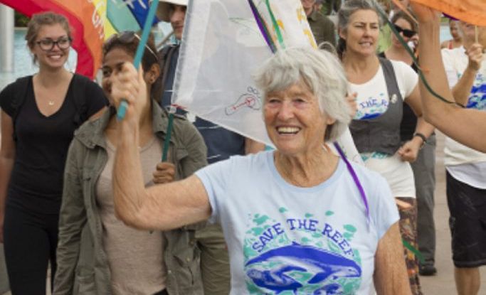 June Norman walked from Cairns to Gladstone to protest the impact on the Great Barrier Reef. June Norman walked from Cairns to Gladstone to protest the impact on the Great Barrier Reef.