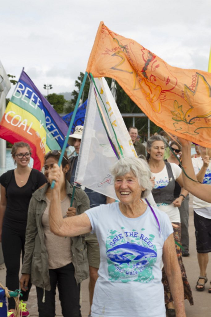 June Norman walked from Cairns to Gladstone to protest the impact on the Great Barrier Reef. June Norman walked from Cairns to Gladstone to protest the impact on the Great Barrier Reef.