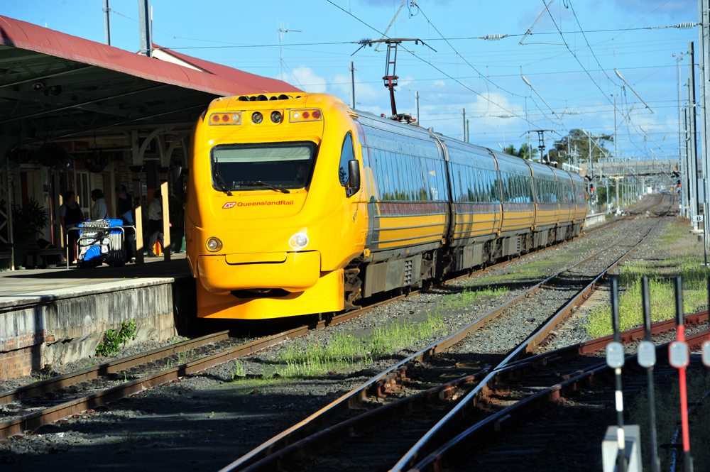 An empty Tilt Train travelling southbound to Bundaberg collided with two cows, causing the front wheels of the train to derail this morning. An empty Tilt Train travelling southbound to Bundaberg collided with two cows, causing the front wheels of the train to derail this morning.