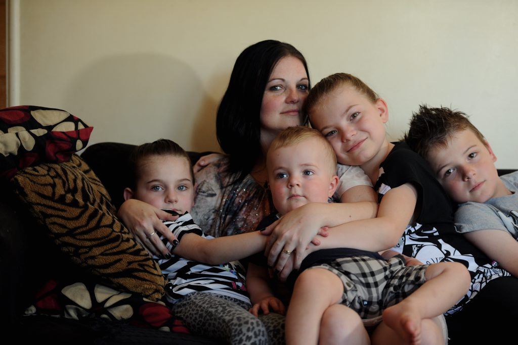 Naomi Scott, who has cystic fibrosis, with her four children, Amy, 5, Hayden, 19 months, Emily, 8, and Rielly, 10. Naomi Scott, who has cystic fibrosis, with her four children, Amy, 5, Hayden, 19 months, Emily, 8, and Rielly, 10.