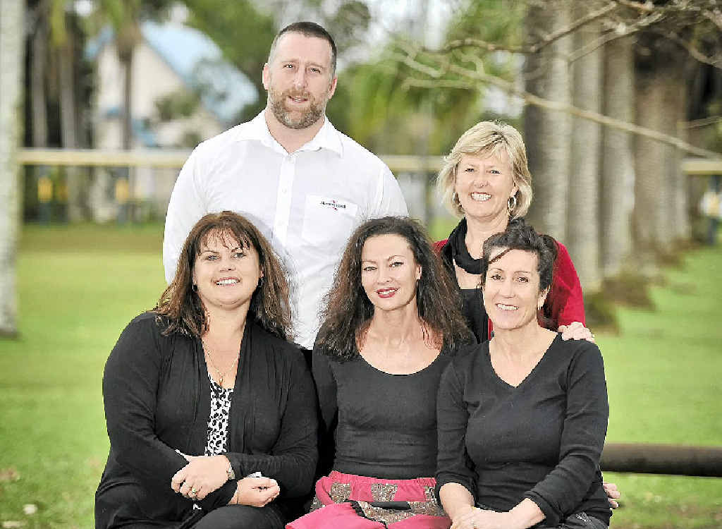 COMMUNITY SUPPORT: Leander Russell (centre) is undergoing surgery to remove and reconstruct both her breasts. She is being aided by the fundraising efforts of (back from left) Bangalow Lions Club treasurer Ben Hills, Donna Jarrett, (front Sharon Rudgley and Sandra Harding. COMMUNITY SUPPORT: Leander Russell (centre) is undergoing surgery to remove and reconstruct both her breasts. She is being aided by the fundraising efforts of (back from left) Bangalow Lions Club treasurer Ben Hills, Donna Jarrett, (front Sharon Rudgley and Sandra Harding.