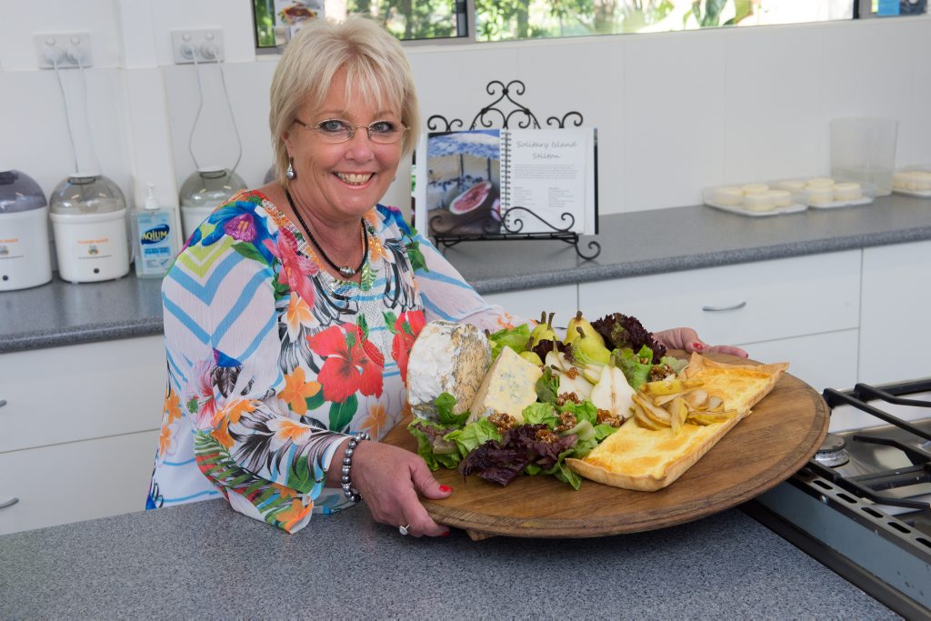 Lyndall Dykes prepares for cheese making classes. Lyndall Dykes prepares for cheese making classes.