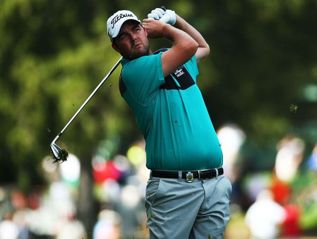Marc Leishman hits a shot on the first hole during the third round of the 95th PGA Championship Marc Leishman hits a shot on the first hole during the third round of the 95th PGA Championship