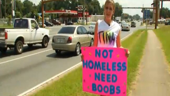 Christina Andrews, in Florida with a sign reading, Christina Andrews, in Florida with a sign reading,