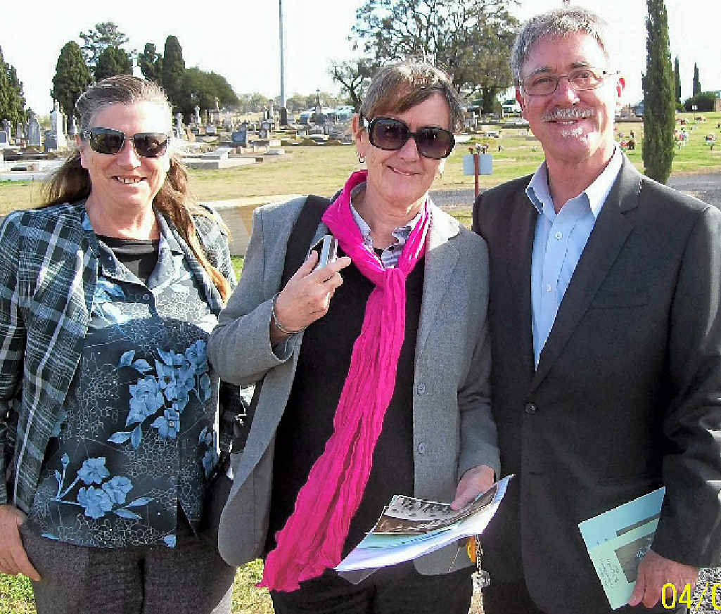 FINDING ANSWERS: Mandy Scanes, Marg Northam and Barry Spies at the funeral service for their long lost Uncle ‘Doc’’ Bernard Crowley. FINDING ANSWERS: Mandy Scanes, Marg Northam and Barry Spies at the funeral service for their long lost Uncle ‘Doc’’ Bernard Crowley.