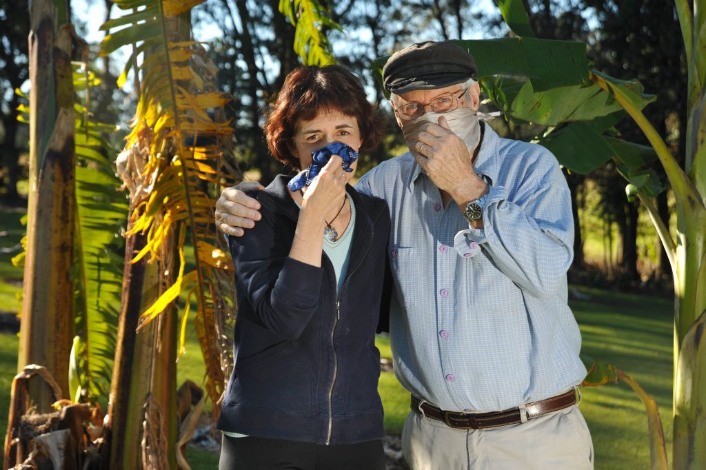 Kim and Kevin Oxley from Flaxton are furious about the smell coming from their neighbour's farm caused by chicken manure. Kim and Kevin Oxley from Flaxton are furious about the smell coming from their neighbour's farm caused by chicken manure.