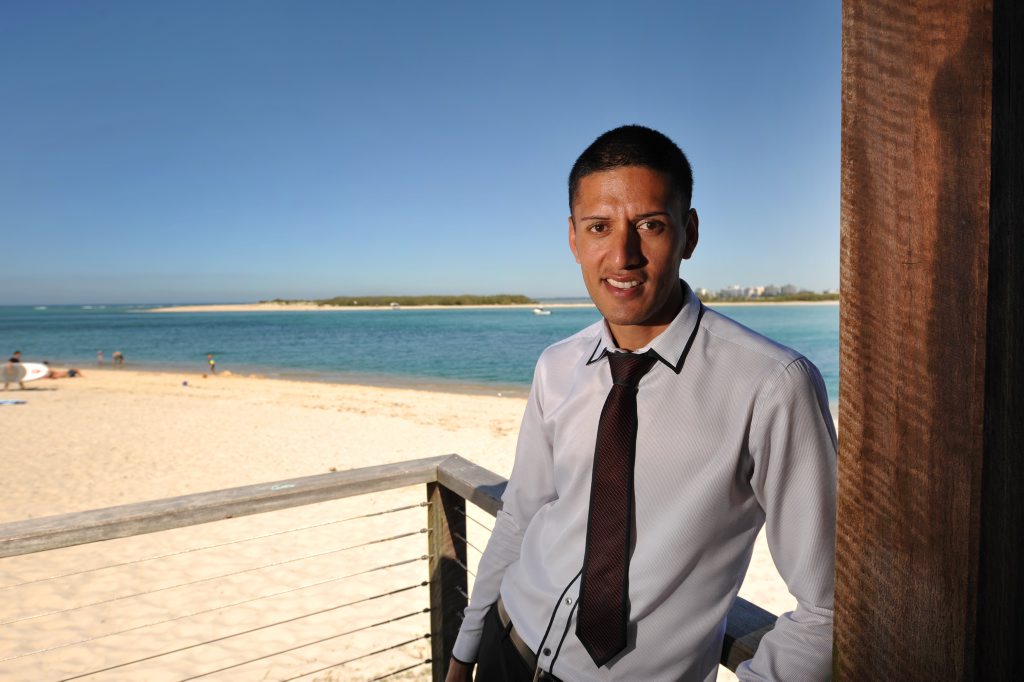 Candidate for Fisher, singer/businessman Jarreau Terry, at Bulcock Beach. Photo: Iain Curry / Sunshine Coast Daily Candidate for Fisher, singer/businessman Jarreau Terry, at Bulcock Beach. Photo: Iain Curry / Sunshine Coast Daily