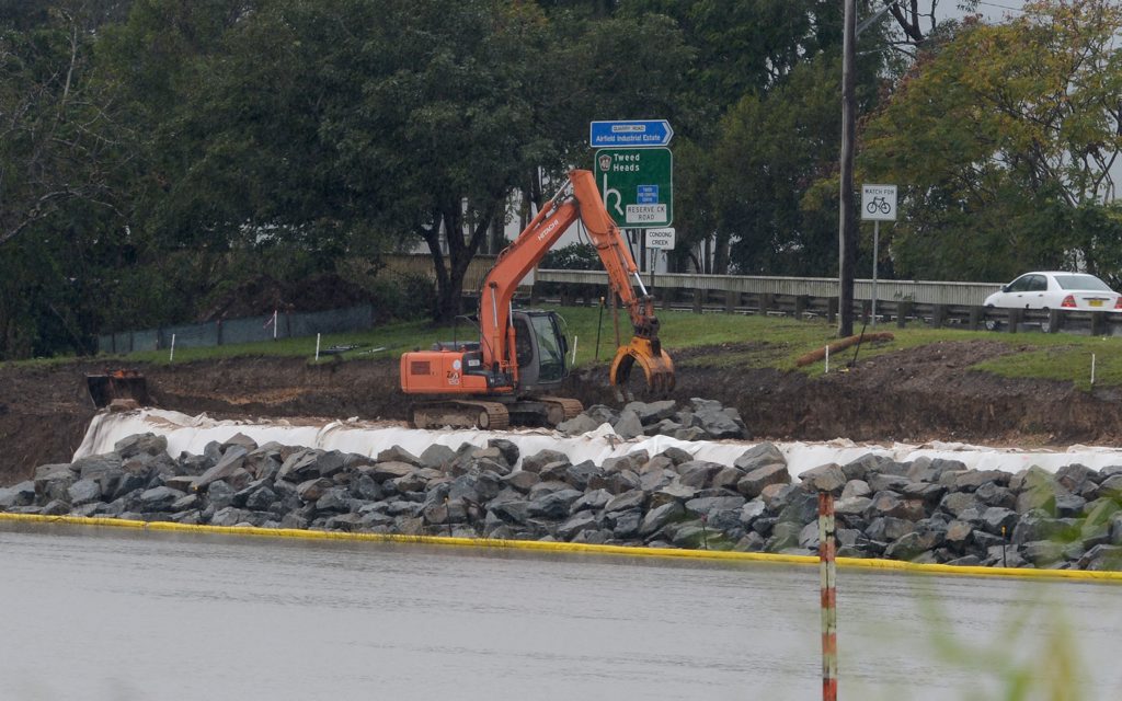 Work on Tweed Valley Way on the river bank near Murwillumbah. Work on Tweed Valley Way on the river bank near Murwillumbah.