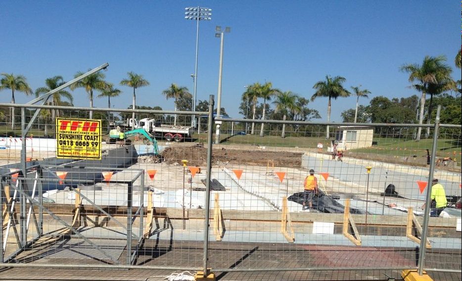 A new concrete shell has been poured on top of the existing Hervey Bay swimming pool shell and the end wall removed to ensure it remains 50m. A new concrete shell has been poured on top of the existing Hervey Bay swimming pool shell and the end wall removed to ensure it remains 50m.