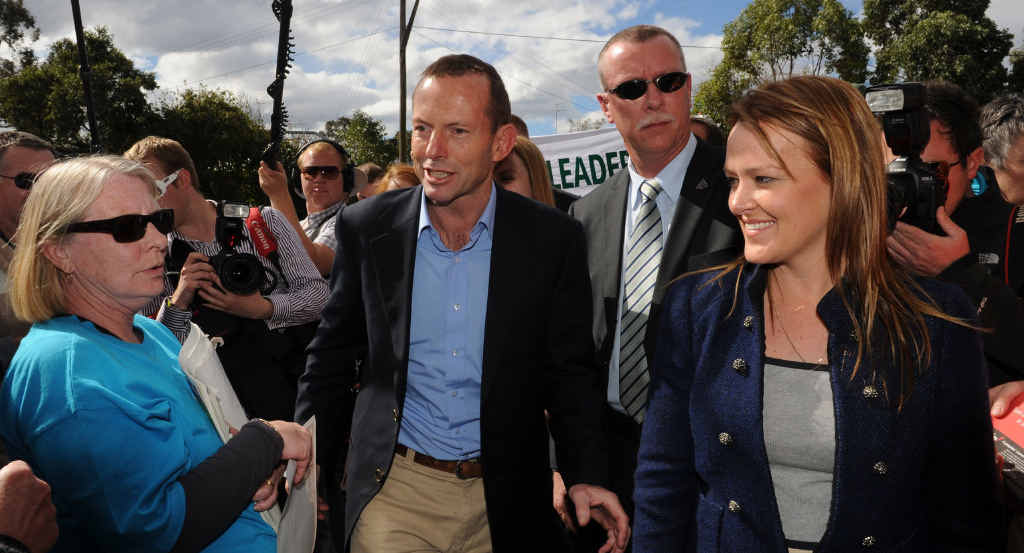 GAFFE: Tony Abbott with Liberal candidate for Lindsay Fiona Scott (right) whom he controversially said had “sex appeal”. GAFFE: Tony Abbott with Liberal candidate for Lindsay Fiona Scott (right) whom he controversially said had “sex appeal”.
