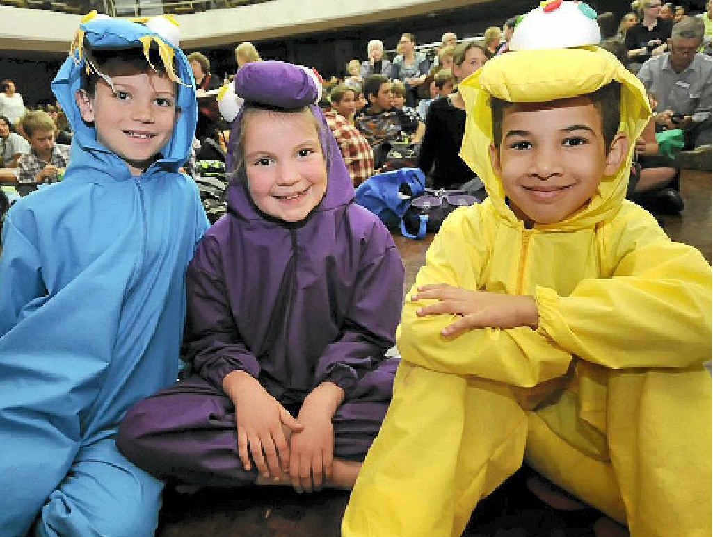READY TO ROLL: Nicholas Carey, Charlie Llewellyn and Gabriel Da Silva Ferreira from St Mary’s Primary School, Casino at the Lismore Eisteddfod Schools Day at Lismore Workers Club. READY TO ROLL: Nicholas Carey, Charlie Llewellyn and Gabriel Da Silva Ferreira from St Mary’s Primary School, Casino at the Lismore Eisteddfod Schools Day at Lismore Workers Club.