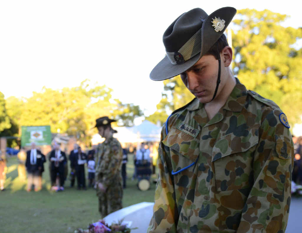 STANDING GUARD: Soldiers at the cenotaph for the Vietnam Veterans Day commemoration at Memorial Park, Grafton on Sunday. STANDING GUARD: Soldiers at the cenotaph for the Vietnam Veterans Day commemoration at Memorial Park, Grafton on Sunday.