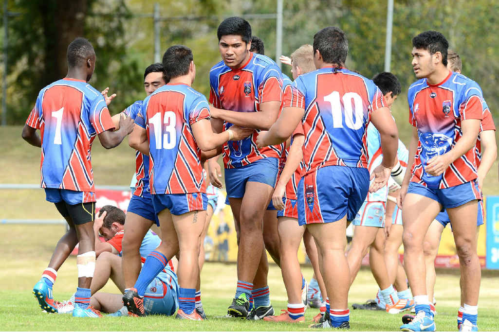 BIG ASK: Redbank Plains forward Tepatasi Fuiavailili (centre) collected the under-18 player of the year award last Saturday night, having helped his team into the semi-finals when beating Swifts in Saturday’s play-off. BIG ASK: Redbank Plains forward Tepatasi Fuiavailili (centre) collected the under-18 player of the year award last Saturday night, having helped his team into the semi-finals when beating Swifts in Saturday’s play-off.