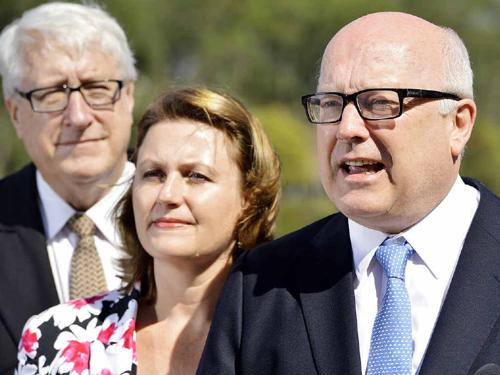 PLEDGED FUNDS: Senator George Brandis (right) says the LNP will spend $279 million to upgrade of the Ipswich Motorway between Darra and Rocklea. He is with Ipswich MP Ian Berry and LNP candidate for Blair Teresa Harding. PLEDGED FUNDS: Senator George Brandis (right) says the LNP will spend $279 million to upgrade of the Ipswich Motorway between Darra and Rocklea. He is with Ipswich MP Ian Berry and LNP candidate for Blair Teresa Harding.