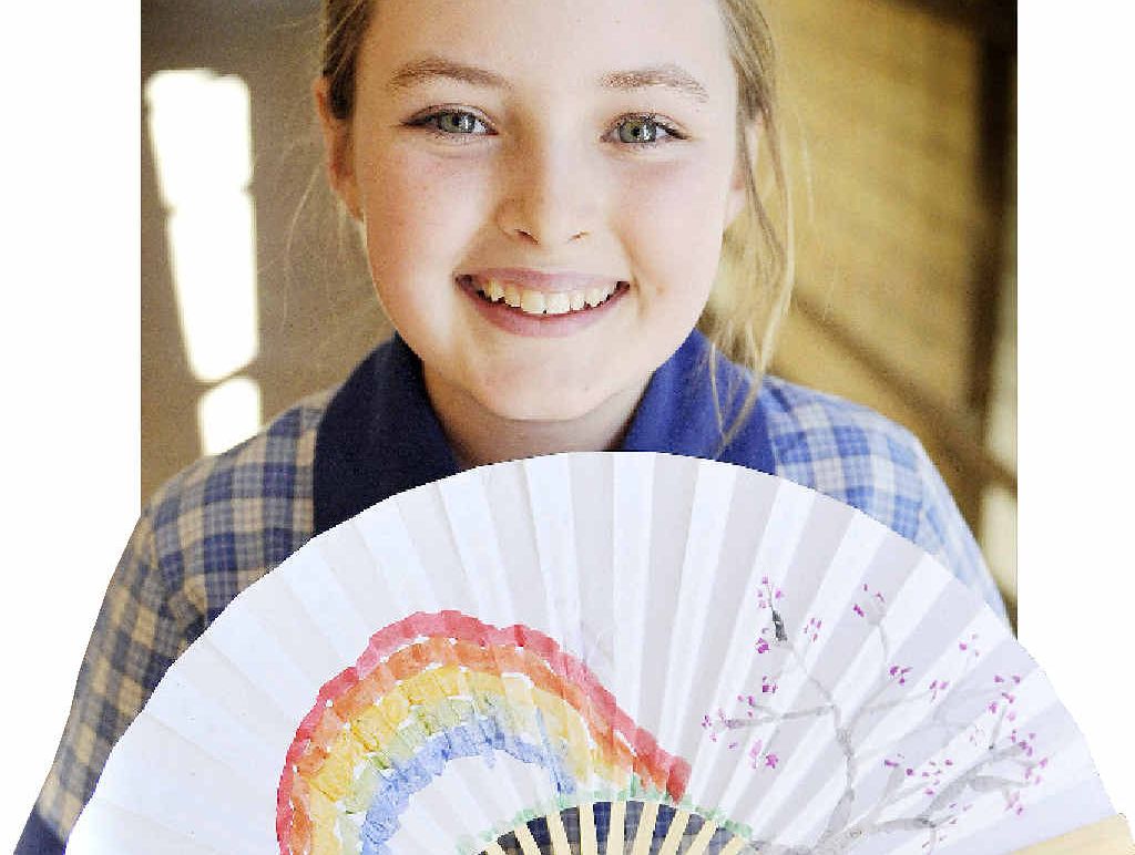TURNING JAPANESE: Grace O’Shannessy, 12, at the Japanese day in Kadina High School, Goonellabah. TURNING JAPANESE: Grace O’Shannessy, 12, at the Japanese day in Kadina High School, Goonellabah.