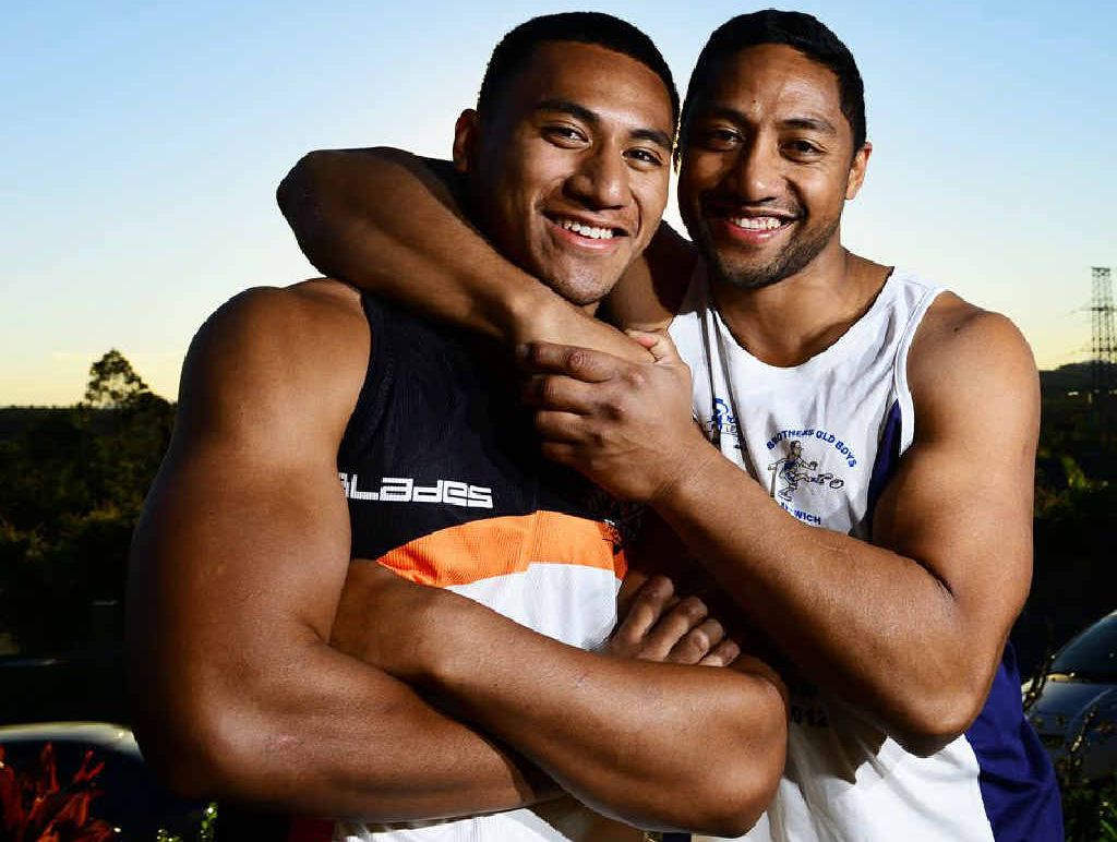 BROTHERS IN ARMS: Marion (left) and Ben Seve celebrate Marion’s success on the footy field this season, having spent 2012 fighting testicular cancer. BROTHERS IN ARMS: Marion (left) and Ben Seve celebrate Marion’s success on the footy field this season, having spent 2012 fighting testicular cancer.