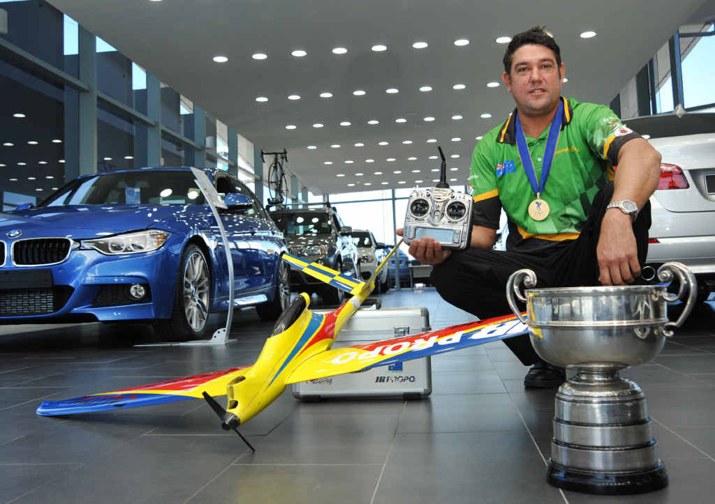 SOARING SUCCESS: Chris Callow from Coastline BMW in Currimundi has become five-time world champion in F3D Pylon Racing after his recent victory in Holland. SOARING SUCCESS: Chris Callow from Coastline BMW in Currimundi has become five-time world champion in F3D Pylon Racing after his recent victory in Holland.