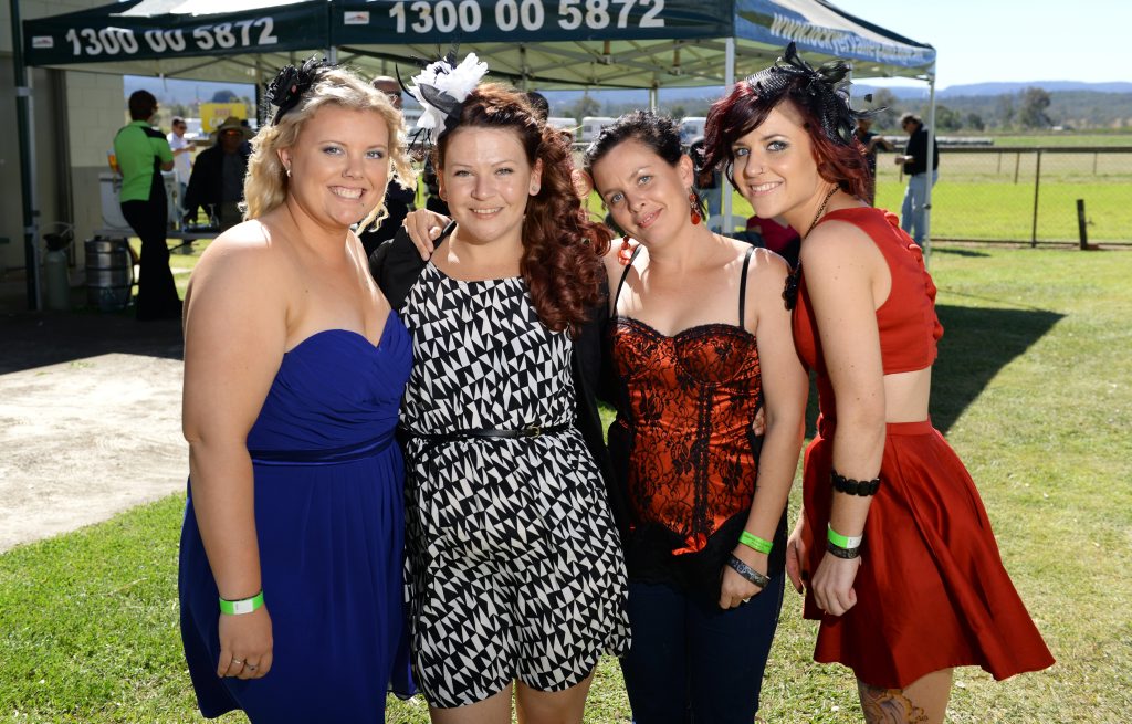 LOOKING GOOD: Rachel Tilley, Claire and Kym Taylor with Tenille Gallaway at the Gatton races on Saturday. LOOKING GOOD: Rachel Tilley, Claire and Kym Taylor with Tenille Gallaway at the Gatton races on Saturday.