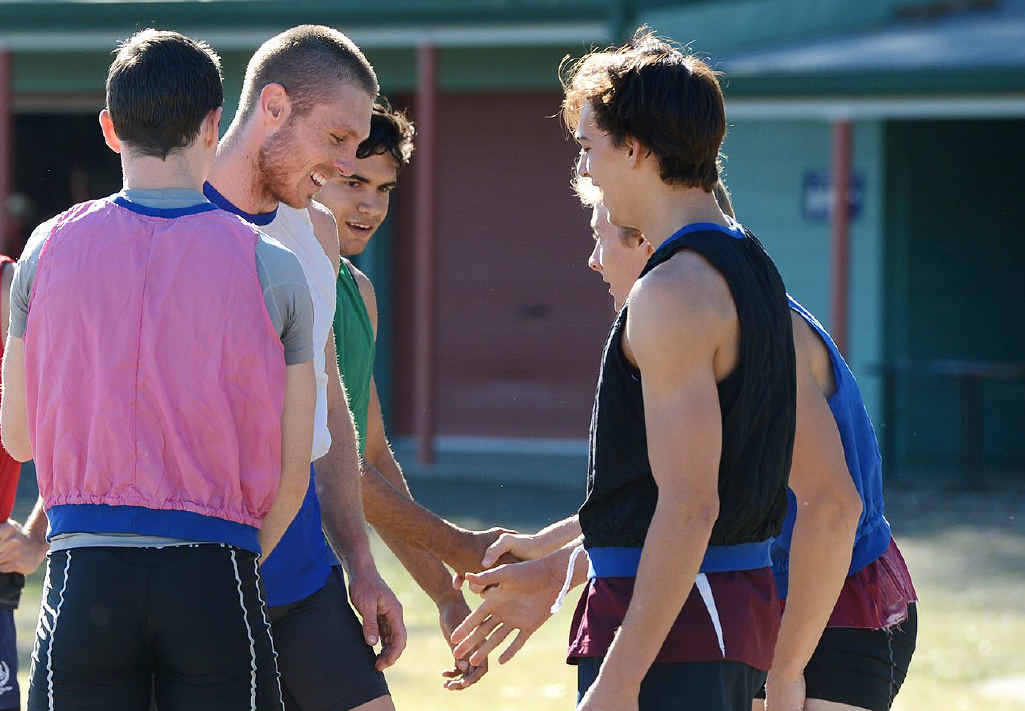 TERRIFIC RUN: Ipswich Lightning Gift winner Dylan Grant (white vest) is congratulated by other finalists. TERRIFIC RUN: Ipswich Lightning Gift winner Dylan Grant (white vest) is congratulated by other finalists.