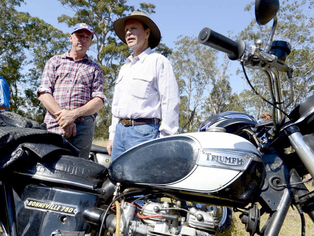 SLICE OF HAPPINESS: Clarence Valley Historic Motorcycle Club members held their second rally and headed to Coaldale Hall yesterday for morning tea. At the event were Pat Stephens (left) and Allan Reardon both of Coaldale. Photo Debrah Novak SLICE OF HAPPINESS: Clarence Valley Historic Motorcycle Club members held their second rally and headed to Coaldale Hall yesterday for morning tea. At the event were Pat Stephens (left) and Allan Reardon both of Coaldale. Photo Debrah Novak