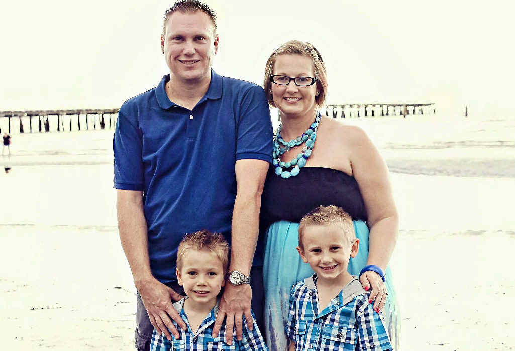 DETERMINED: Sheree McLeod with her partner, Wade, and sons Lachlan and Riley. DETERMINED: Sheree McLeod with her partner, Wade, and sons Lachlan and Riley.