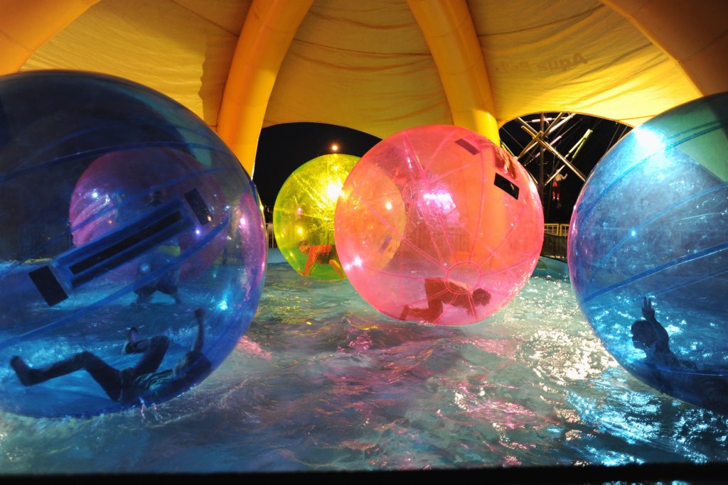 Whale aid concert - having fun in the Aqua Balls. Whale aid concert - having fun in the Aqua Balls.