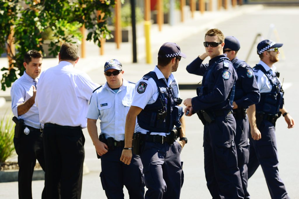 Police evacuate the Home HQ centre in West Ipswich after a suspicious device was found in a garden bed. Photo: David Nielsen / The Queensland Times Police evacuate the Home HQ centre in West Ipswich after a suspicious device was found in a garden bed. Photo: David Nielsen / The Queensland Times