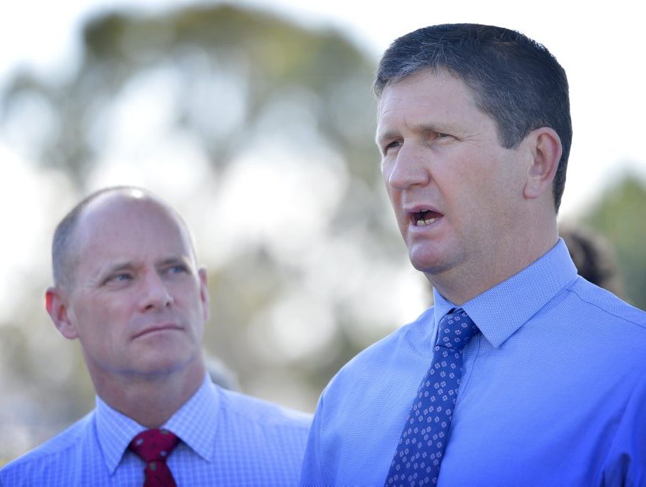Queensland Premier Campbell Newman with Minister for Health Lawrence Springborg during a press conference in Gladstone. Queensland Premier Campbell Newman with Minister for Health Lawrence Springborg during a press conference in Gladstone.