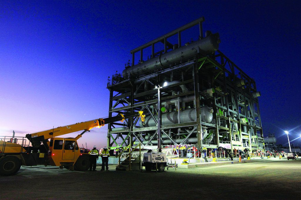 A propane chiller arrives on Gladstone's Curtis Island for the QCLNG project. A propane chiller arrives on Gladstone's Curtis Island for the QCLNG project.