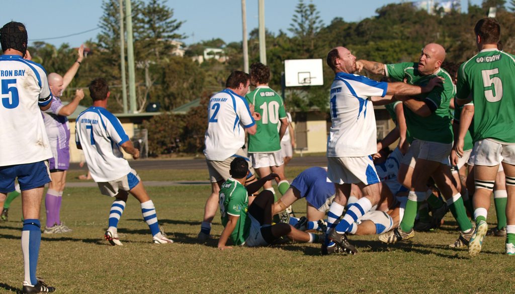 THE BIFF: An unwelcome sideshow during the Byron Bay's defeat at the hands of Lennox Heads. PHOTO: Peter Moore THE BIFF: An unwelcome sideshow during the Byron Bay's defeat at the hands of Lennox Heads. PHOTO: Peter Moore