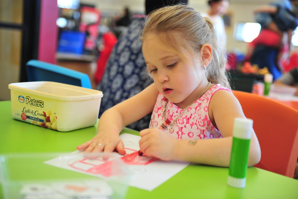 Yasmin Kemble, 5, during Storytime at the Gladstone City Library.