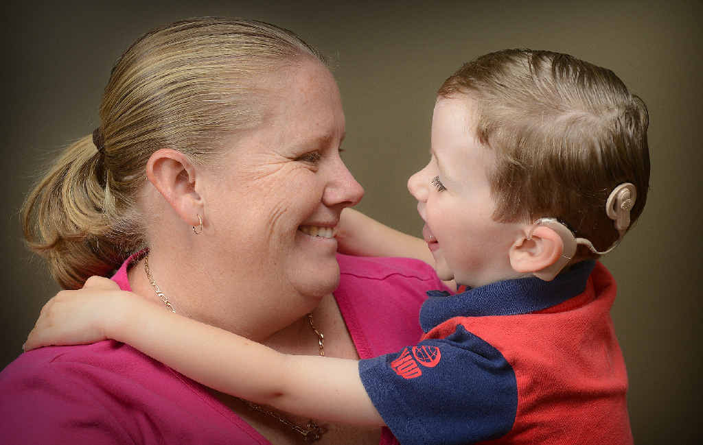 Kristy Kelly is happy with three-year-old son Riley’s development since receiving a cochlear implant to improve his hearing. Kristy Kelly is happy with three-year-old son Riley’s development since receiving a cochlear implant to improve his hearing.